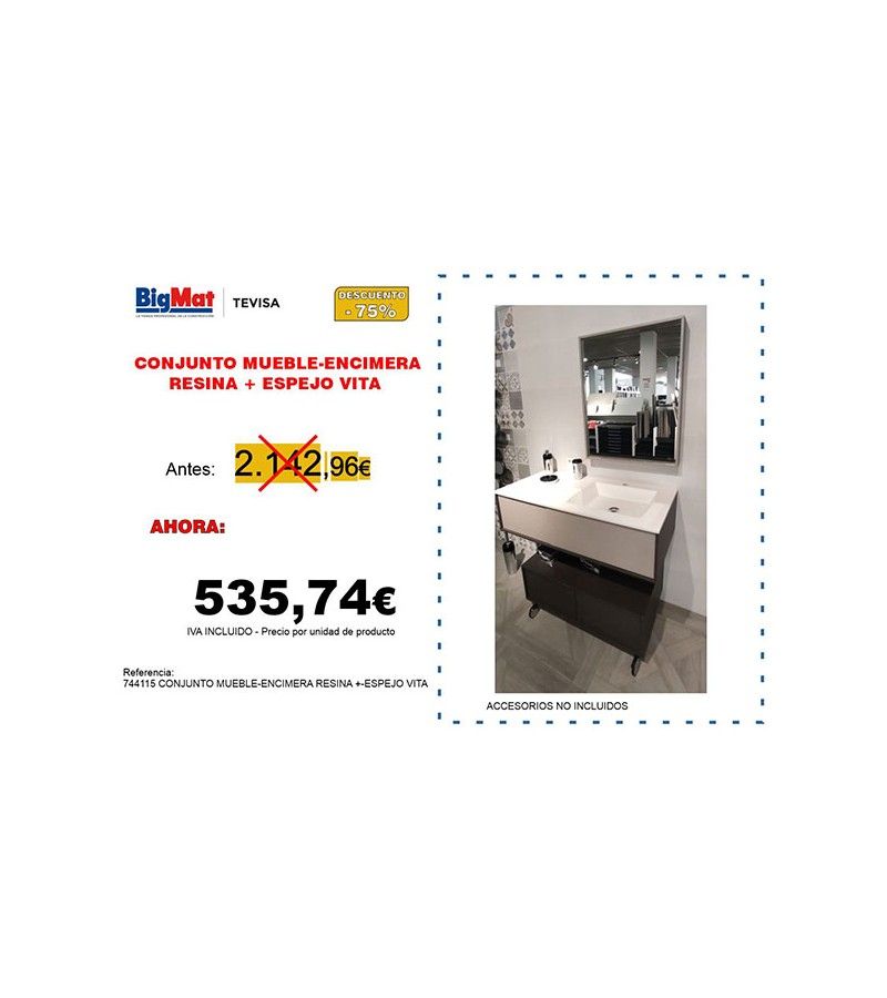 Foto de CONJUNTO MUEBLE-ENCIMERA RESINA +-ESPEJO VITA 