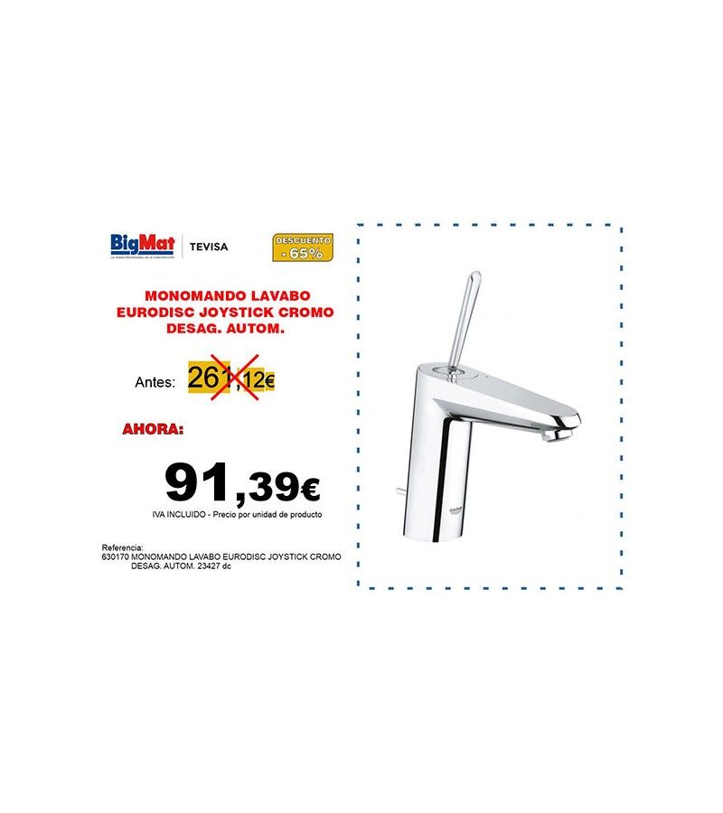 Foto de MONOMANDO LAVABO EURODISC JOYSTICK CROMO DESAG. AUTOM. 23427 dc 