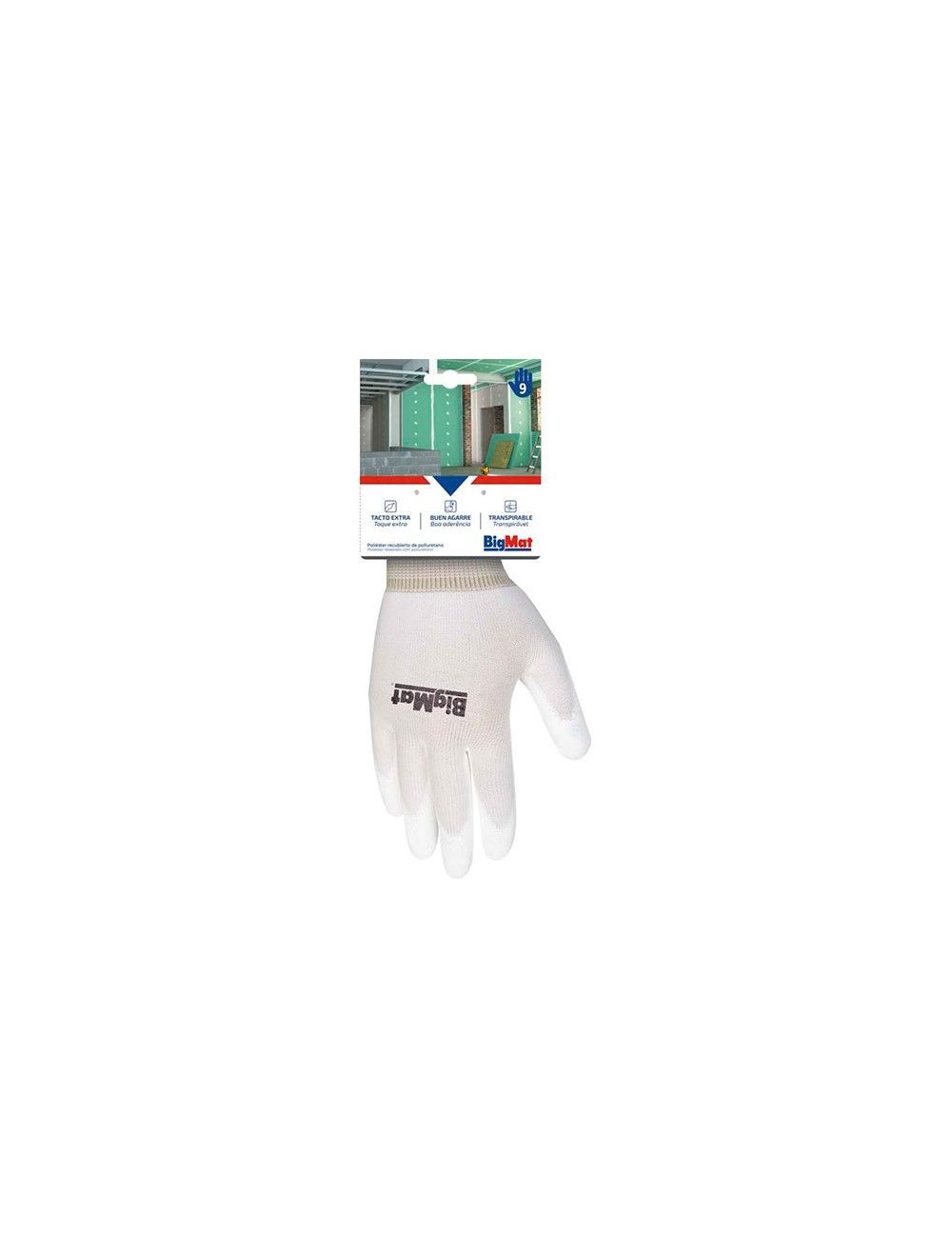 Foto de GUANTES POLIESTER/POLIURETANO BLANCOS T-10 BIGMAT 