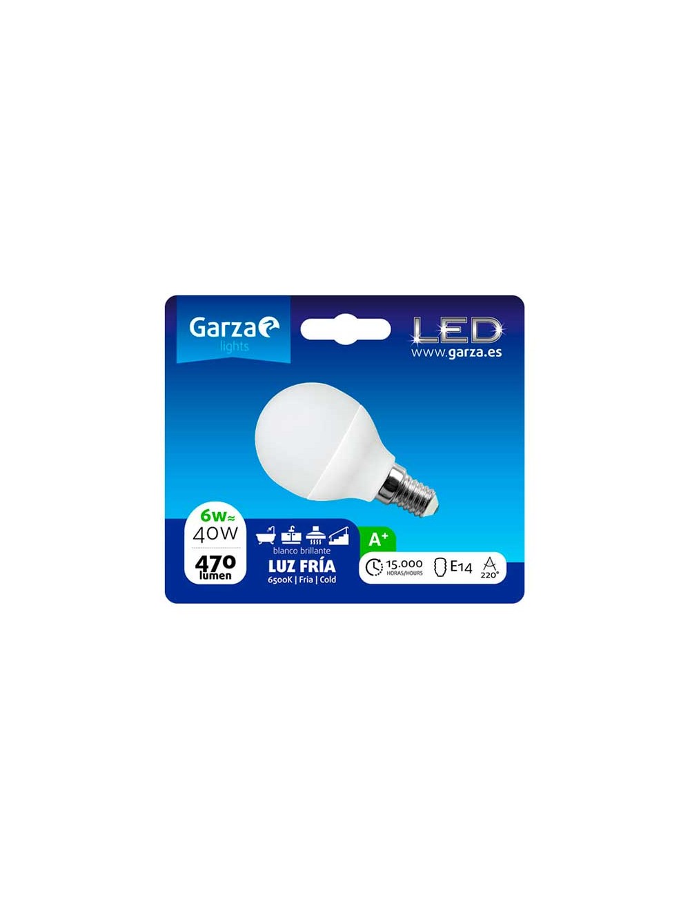 Foto de BOMBILLA LED ESFERICA E14 5,5W 470LM 6500K GARZA 