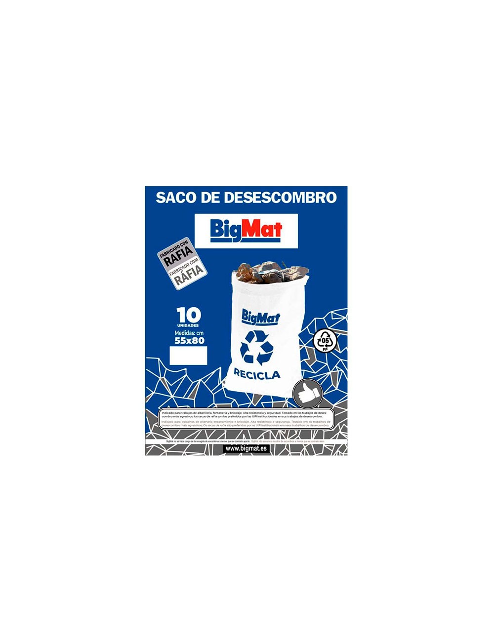 Foto de PAQUETE SACOS ESCOMBROS PP 55X80 BIGMAT ( 10un ) 