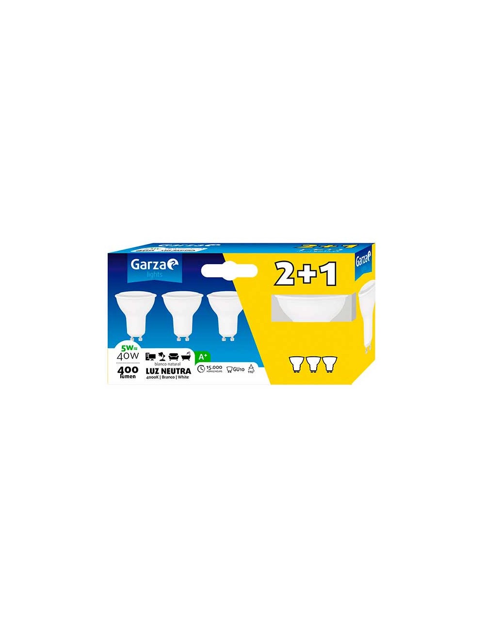 Foto de BOMBILLA LED GU10 230V 5W 110º 500LM 4000K 3un 2+1un GARZA 