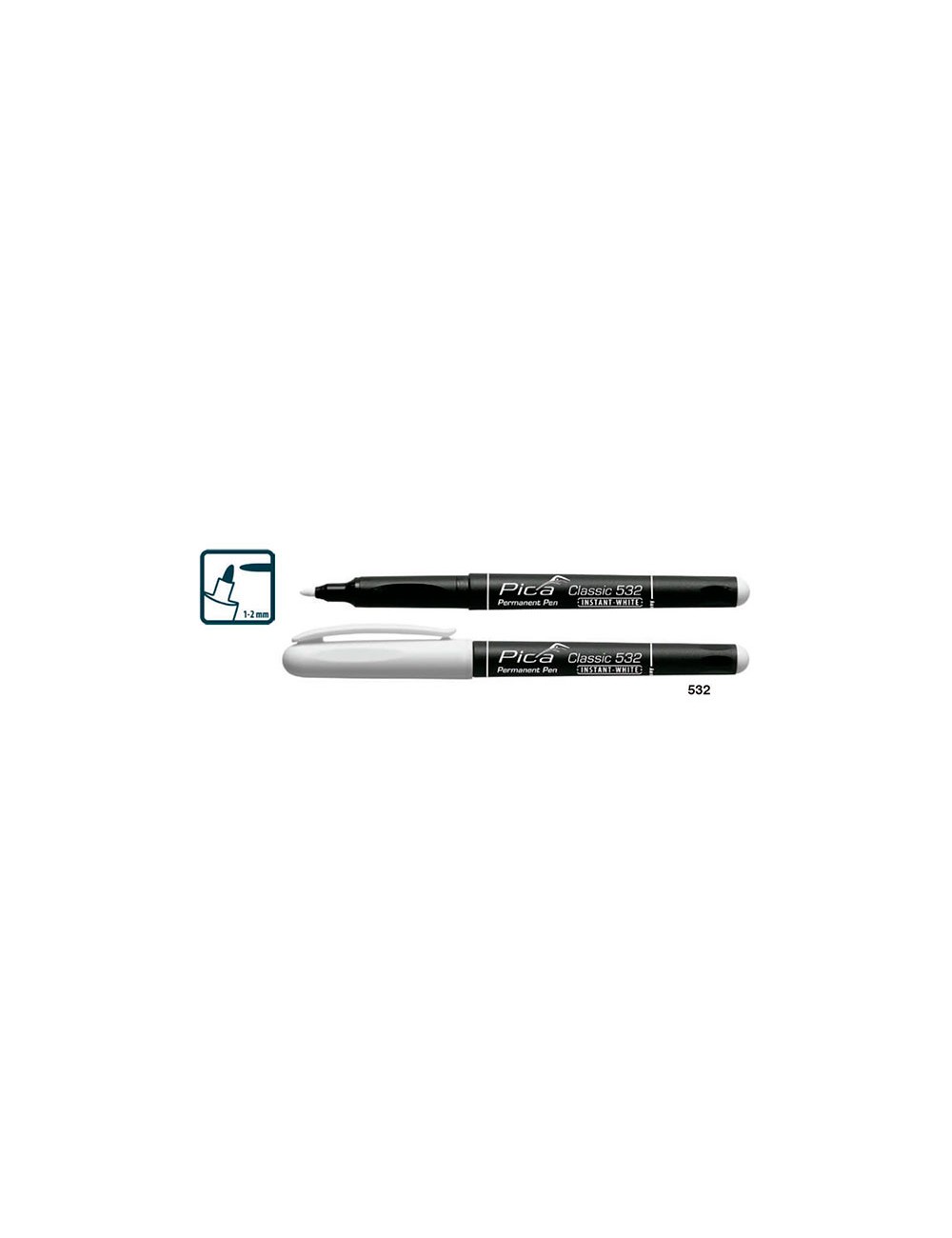 Foto de ROTULADOR PERMANENTE PUNTA BALA MEDIA 2mm BLANCO CLASSIC 532 PICA 