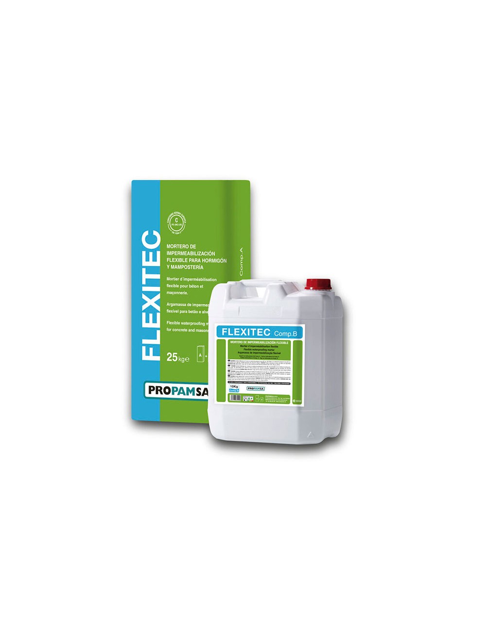 Foto de SACO MORTERO IMPERMEABLE FLEXITEC GRIS (LOTE 35kg A+B) 
