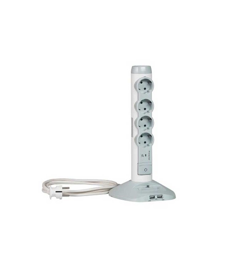 Foto de BASE MULTIPLE SOBREM. 4 TOMAS 2P+T 1,5M 2 USB+CARGAD.LEGRAND 