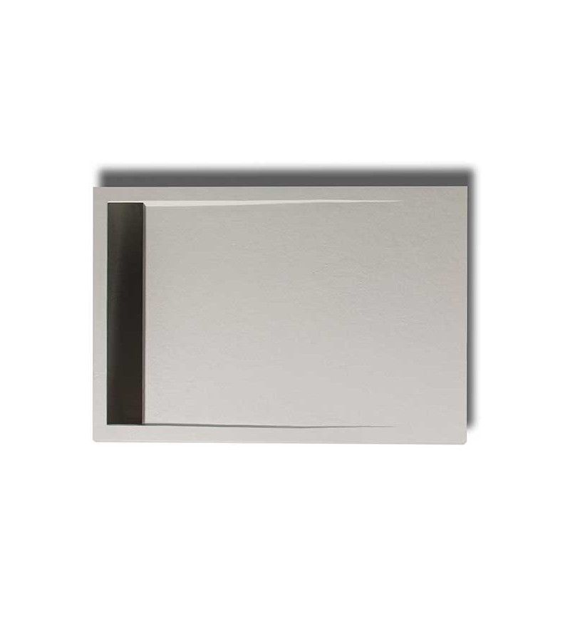 Foto de PLATO DUCHA 180X80 RESINA PIZARRA BLANCO DES/LINEAL INOX 