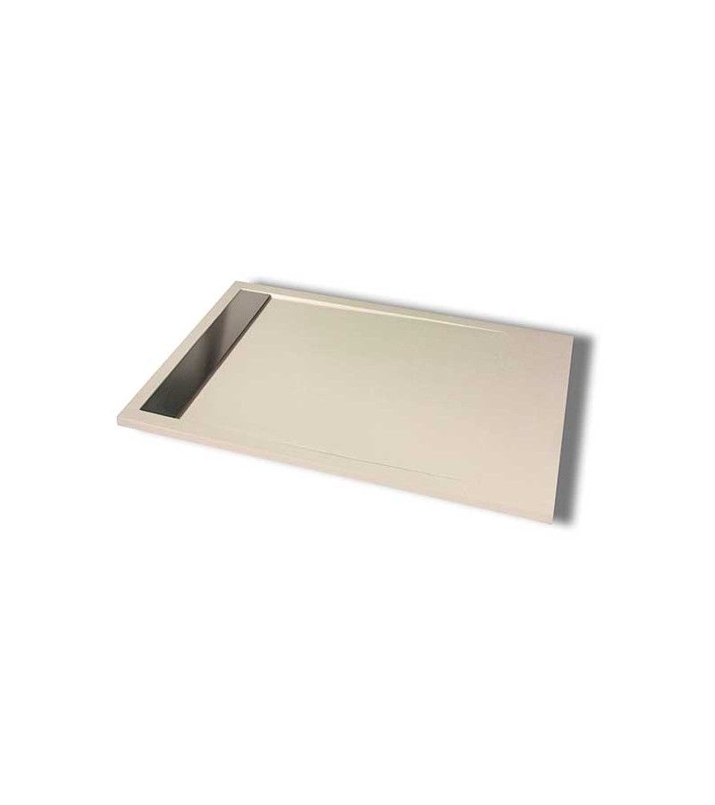 Foto de PLATO DUCHA 150X80 RESINA PIZARRA CREMA DES/LINEAL INOX 