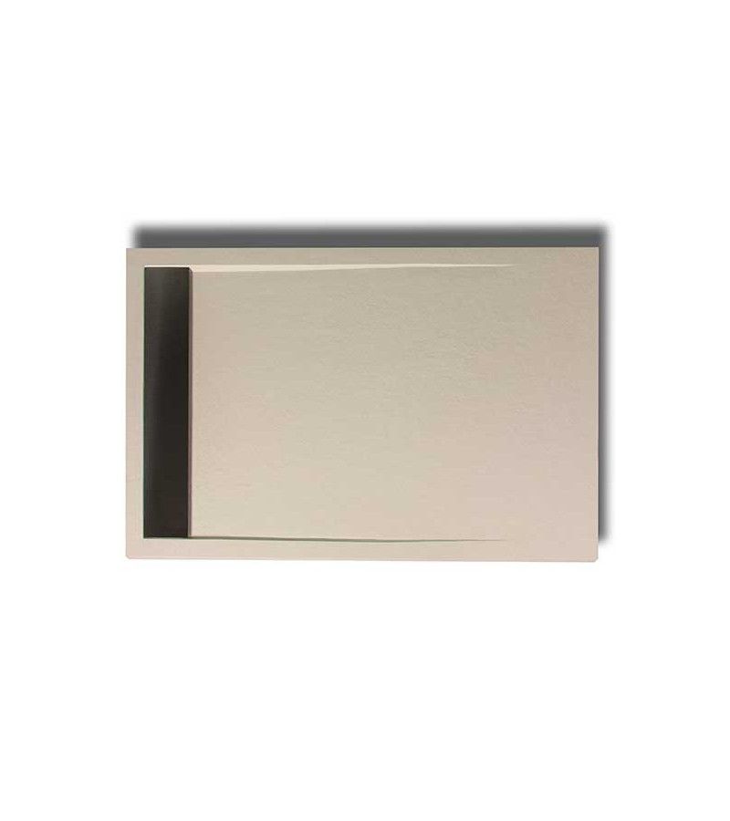 Foto de PLATO DUCHA 180X80 RESINA PIZARRA CREMA DES/LINEAL INOX 