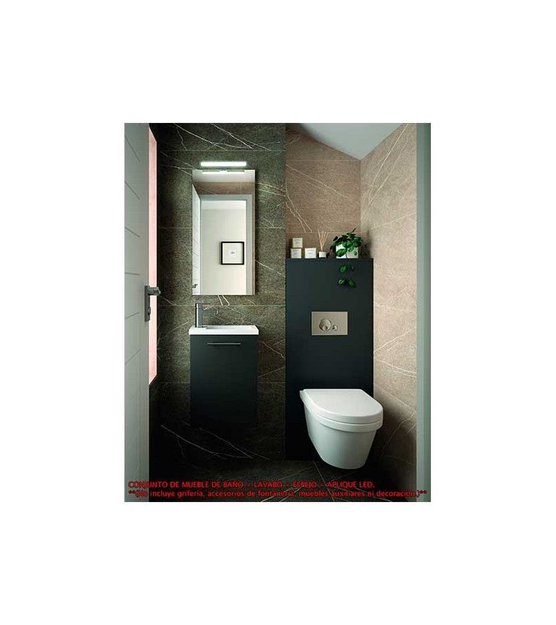 Foto de CONJ. MUEBLE BAÑO SUSP. MINI 40 GRIS MATE 