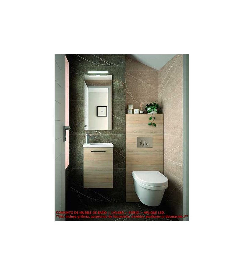 Foto de CONJ. MUEBLE BAÑO SUSP. MINI 40 ROBLE CALEDONIA 