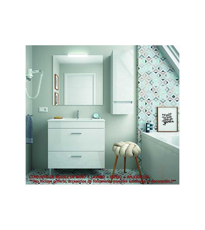 Foto de CONJ. MUEBLE BAÑO ALMERIA 80 2/CAJON BLANCO LAC. ALTO 
