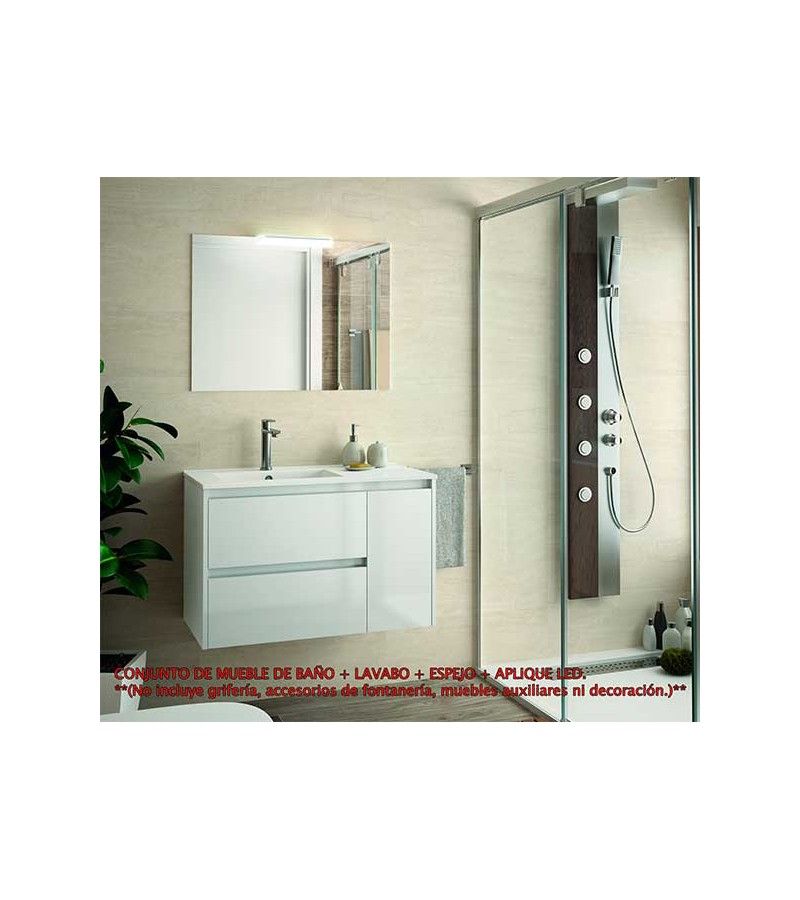 Foto de CONJ. MUEBLE BAÑO SUSP. NEJAR 85.5 SEN/DECHA.BLANCO LAC 