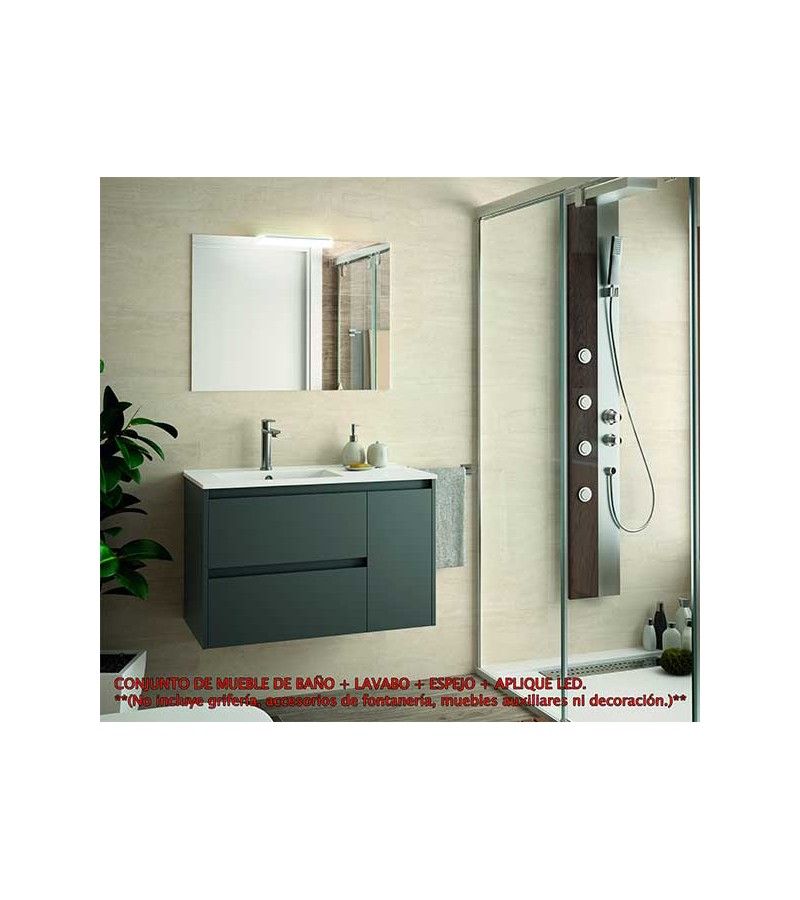 Foto de CONJ. MUEBLE BAÑO SUSP. NEJAR 85.5 SEN/DCHA. GRIS MATE 
