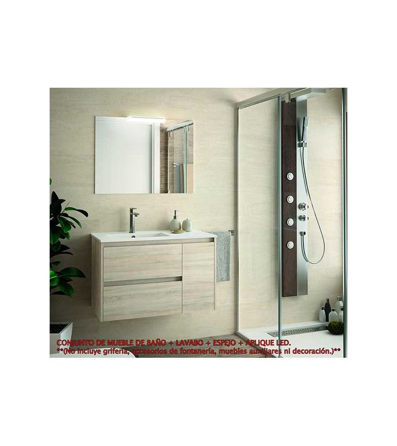 Foto de CONJ. MUEBLE BAÑO SUSP. NEJAR 85.5 SEN/DCHA. ROBLE CALEDONIA 