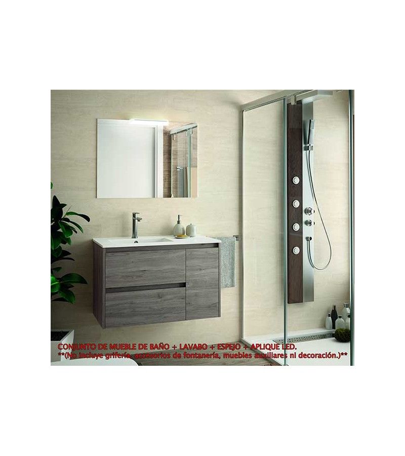 Foto de CONJ. MUEBLE BAÑO SUSP. NEJAR 85.5 SEN/DCHA. ROBLE ETERNITY 