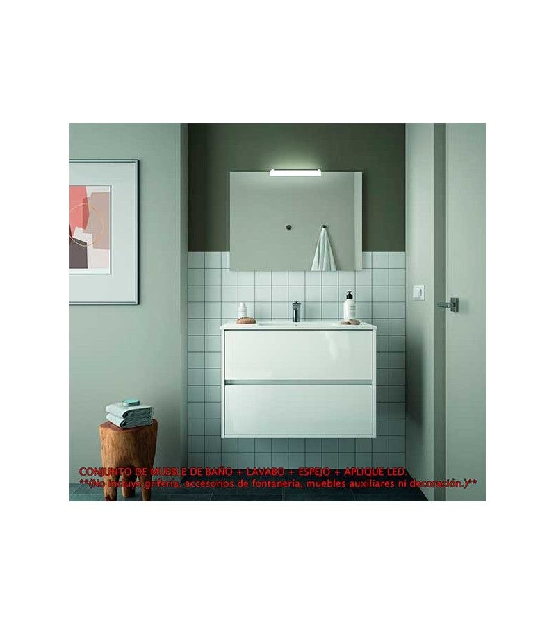 Foto de CONJ. MUEBLE BAÑO SUSP. NEJAR 90 2/CAJ. BLANCO LACADO AL 