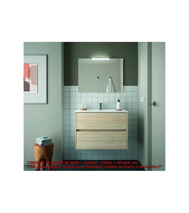 Foto de CONJ. MUEBLE BAÑO SUSP. NEJAR 90 2/CAJ. ROBLE CALEDONIA 