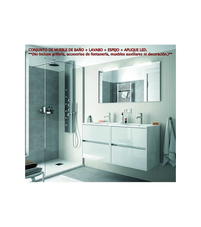 Foto de CONJ. MUEBLE BAÑO SUSP. NEJAR 120 4/CAJ. BLANCO LACADO ALTO BRILLO 