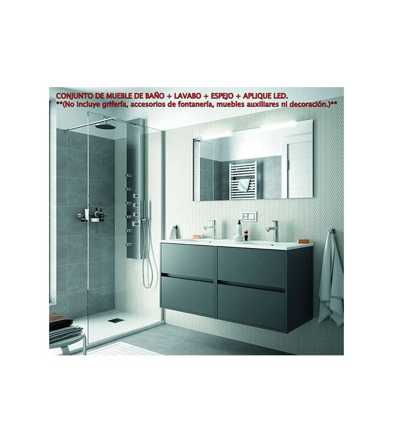 Foto de CONJ. MUEBLE BAÑO SUSP. NEJAR 120 4/CAJ. GRIS MATE 