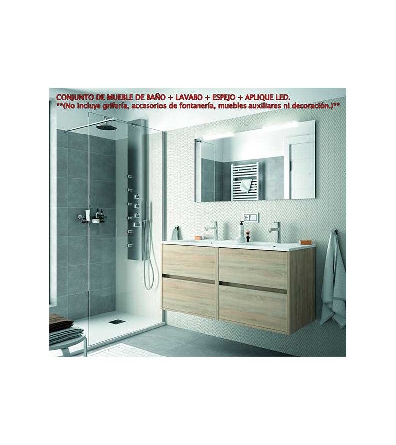 Foto de CONJ. MUEBLE BAÑO SUSP. NEJAR 120 4/CAJ. ROBLE CALEDONIA 