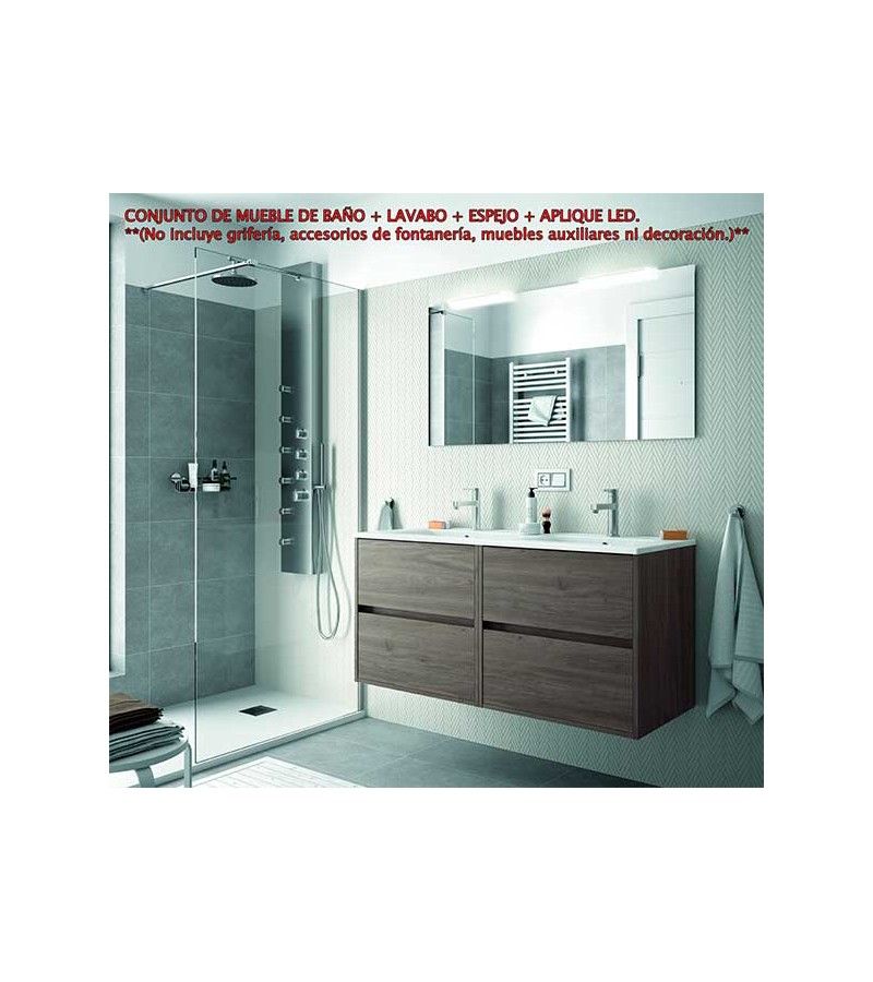 Foto de CONJ. MUEBLE BAÑO SUSP. NEJAR 120 4/CAJ. ROBLE ETERNITY 
