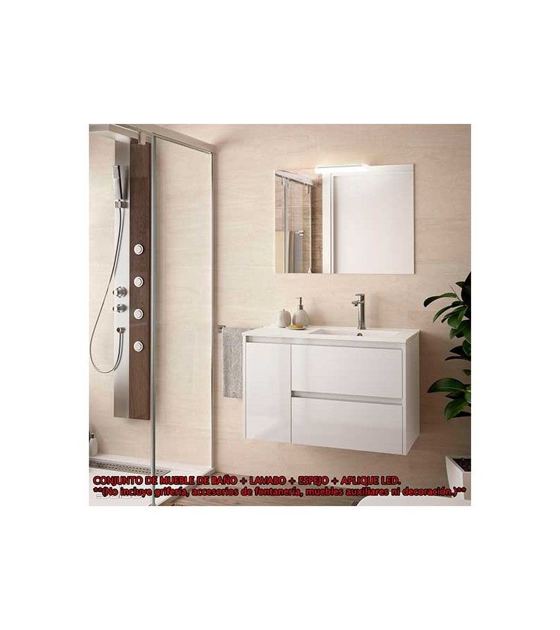 Foto de CONJ. MUEBLE BAÑO SUSP. NEJAR 85.5 SEN/IZDA. BLANCO LACA 