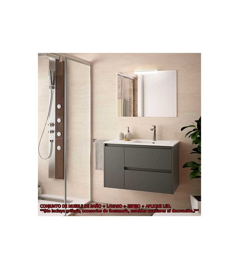 Foto de CONJ. MUEBLE BAÑO SUSP. NEJAR 85.5 SEN/IZDA. GRIS MATE 