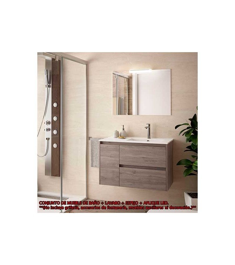 Foto de CONJ. MUEBLE BAÑO SUSP. NEJAR 85.5 SEN/IZDA. ROBLE ETERN 