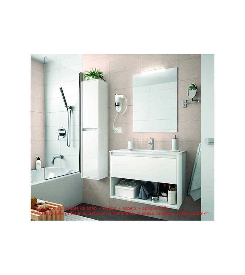 Foto de CONJ. MUEBLE BAÑO SUSP. NEJAR 60 1 CAJ/1 ESTANTE BLANCO 