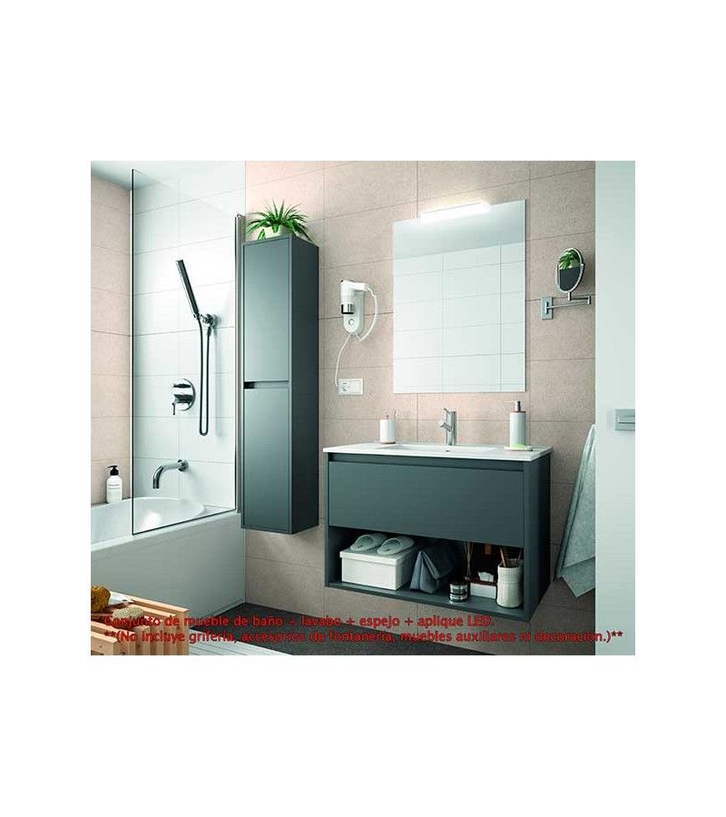 Foto de CONJ. MUEBLE BAÑO SUSP. NEJAR 60 1 CAJ/1 ESTANTE GRIS MA 