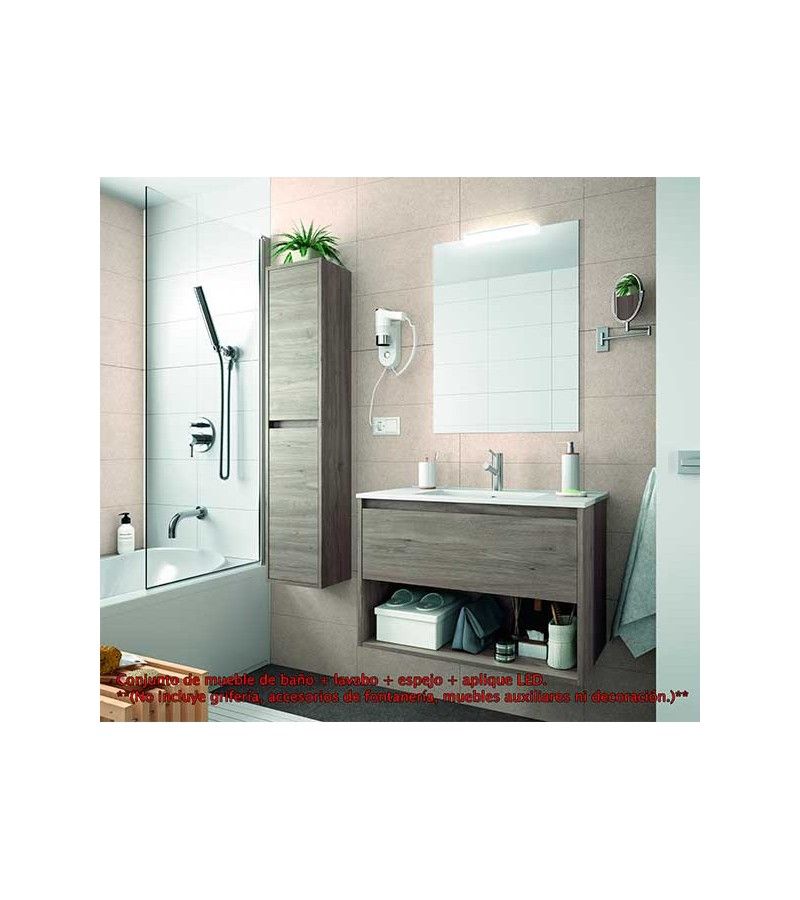 Foto de CONJ. MUEBLE BAÑO SUSP. NEJAR 60 1 CAJ/1 ESTANTE ROBLE E 