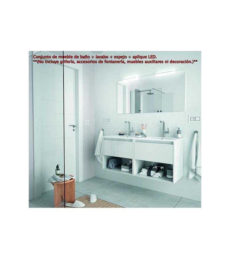 Foto de CONJ. MUEBLE BAÑO SUSP. NEJAR 120 2 CAJ/2 ESTANTE BLANCO 