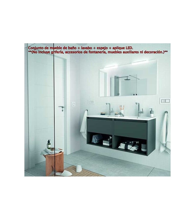 Foto de CONJ. MUEBLE BAÑO SUSP. NEJAR 120 2 CAJ/2 ESTANTE GRIS M 