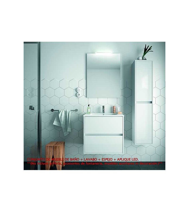 Foto de CONJ. MUEBLE BAÑO SUSP. NEJAR 60 2/CAJ. BLANCO LACADO ALTO BRILLO 