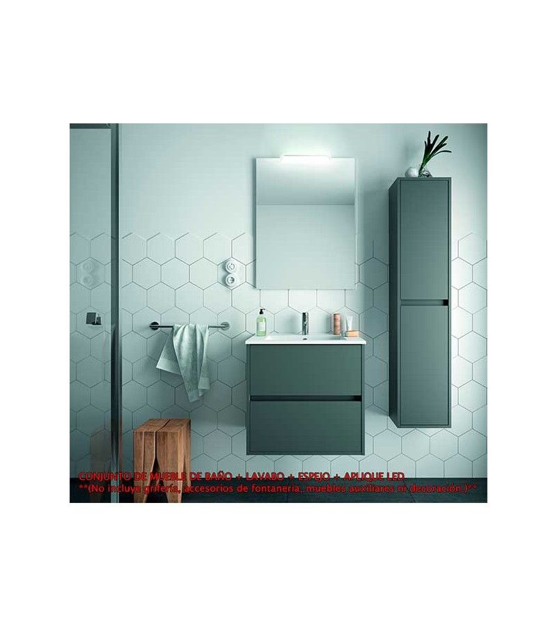 Foto de CONJ. MUEBLE BAÑO SUSP. NEJAR 60 2/CAJ. GRIS MATE 