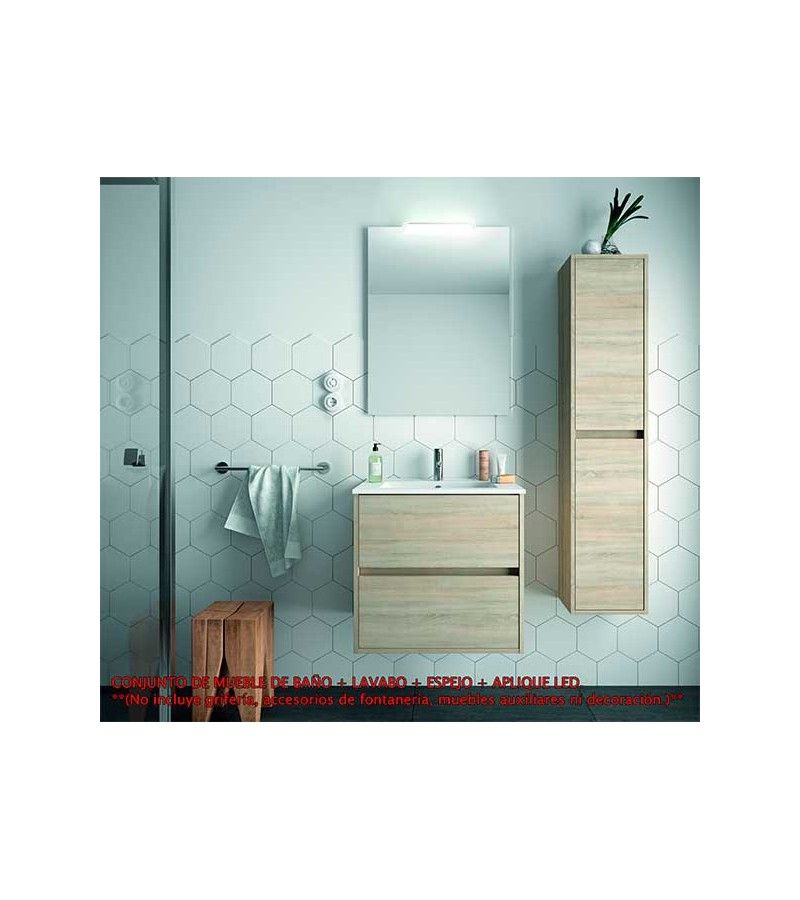 Foto de CONJ. MUEBLE BAÑO SUSP. NEJAR 60 2/CAJ. ROBLE CALEDONIA 