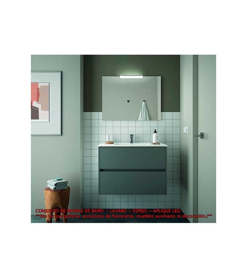 Foto de CONJ. MUEBLE BAÑO SUSP. NEJAR 80 2 CAJ. GRIS MATE 