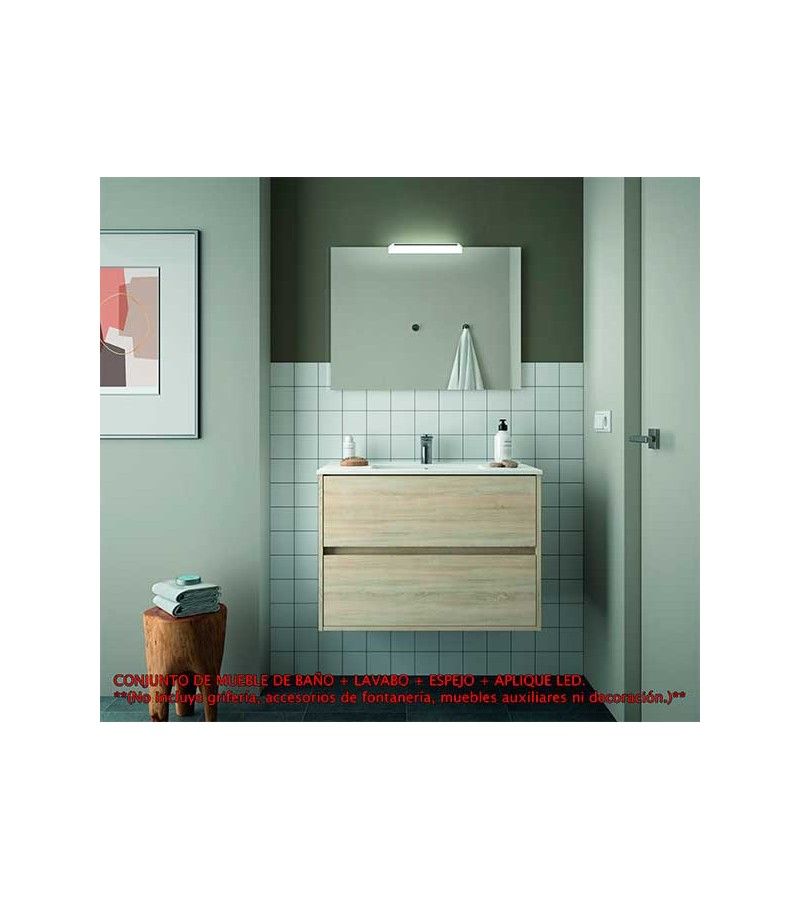 Foto de CONJ. MUEBLE BAÑO SUSP. NEJAR 80 2 CAJ. ROBLE CALEDONIA 