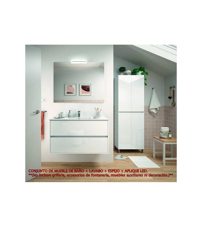Foto de CONJ. MUEBLE BAÑO SUSP. NEJAR 100 2/CAJ.BLANCO LACADO ALTO BRILLO 