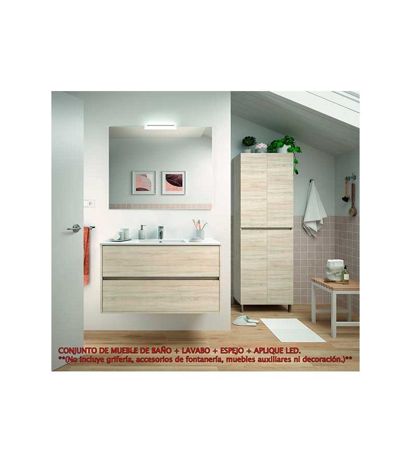 Foto de CONJ. MUEBLE BAÑO SUSP. NEJAR 100 2/CAJ, ROBLE CALEDONIA 