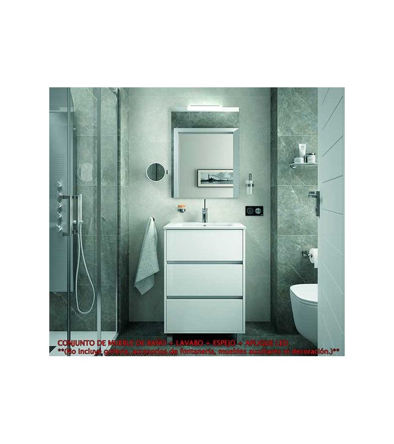 Foto de CONJ. MUEBLE BAÑO ARENAS 60 3/CAJ. BLANCO LACADO ALTO BRILLO 