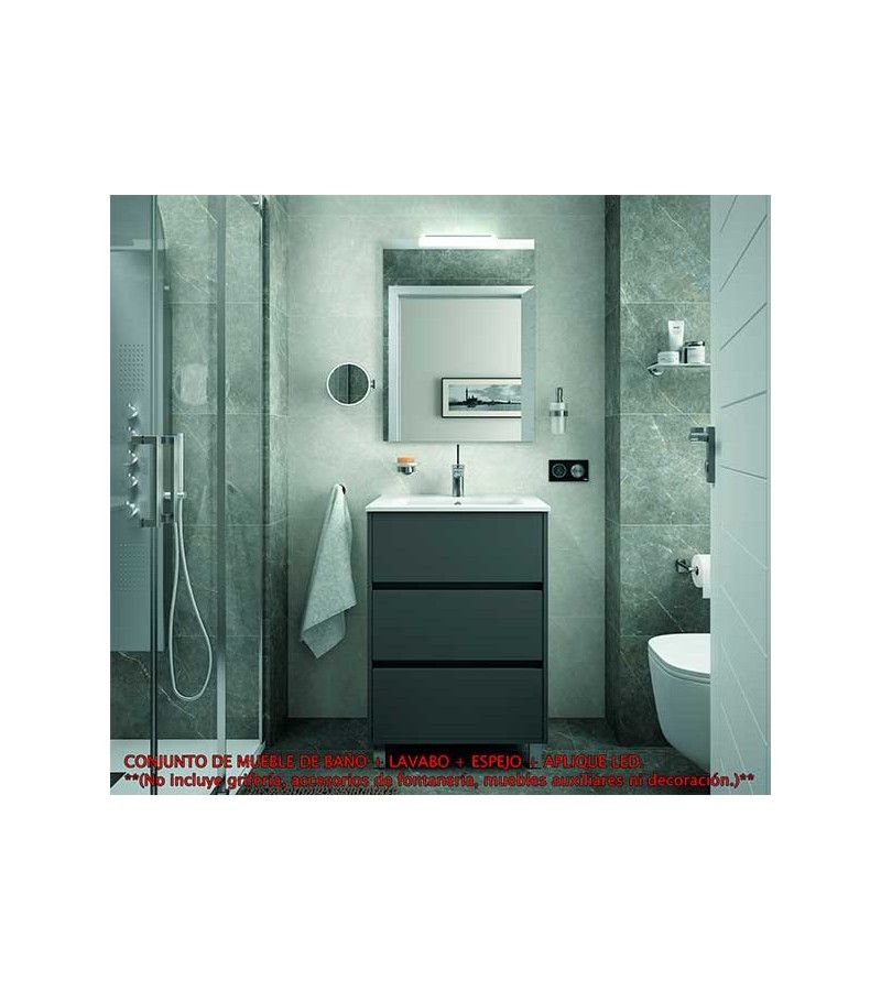 Foto de CONJ. MUEBLE BAÑO ARENAS 60 3/CAJ. GRIS MATE 