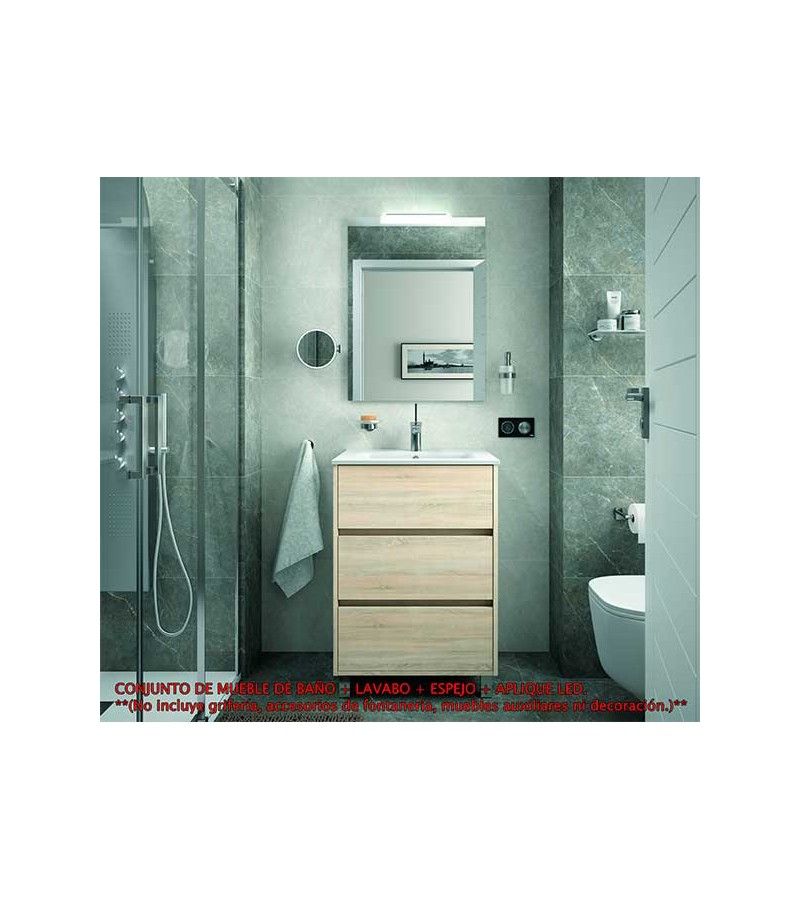 Foto de CONJ. MUEBLE BAÑO ARENAS 60 3/CAJ. ROBLE CALEDONIA 