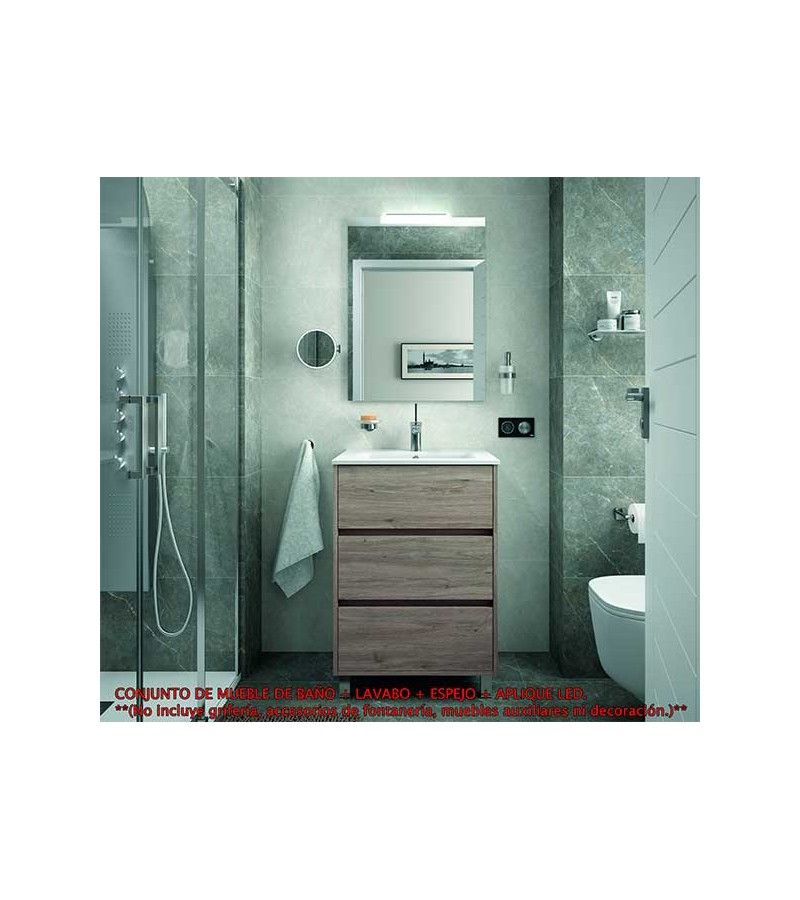 Foto de CONJ. MUEBLE BAÑO ARENAS 60 3/CAJ. ROBLE ETERENITY 