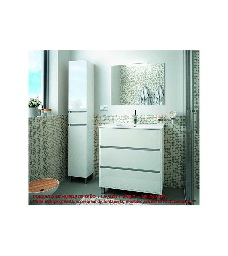 Foto de CONJ. MUEBLE BAÑO ARENAS 80 3/CAJ. BLANCO LACADO ALTO BRILLO 