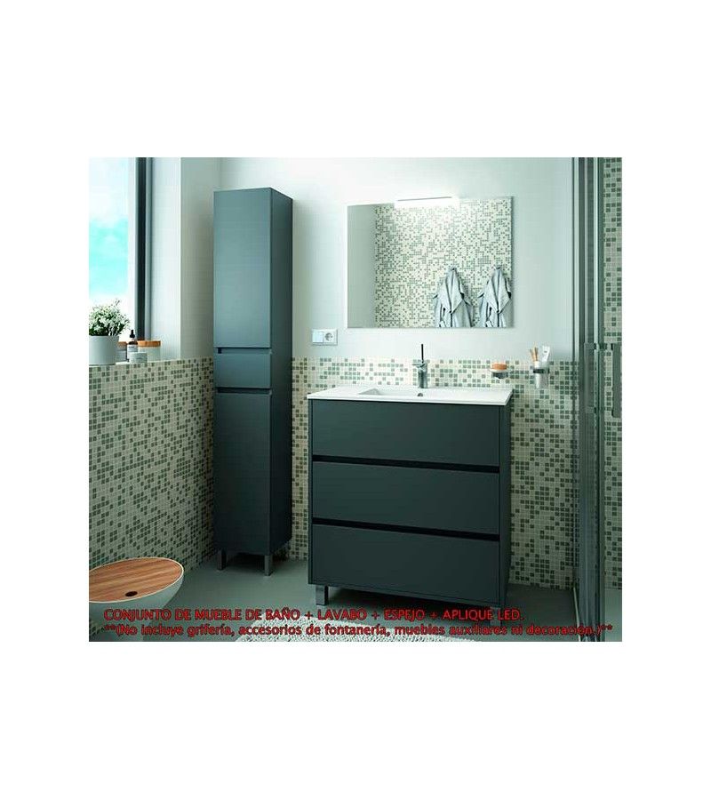 Foto de CONJ. MUEBLE BAÑO ARENAS 80 3/CAJ. GRIS MATE 
