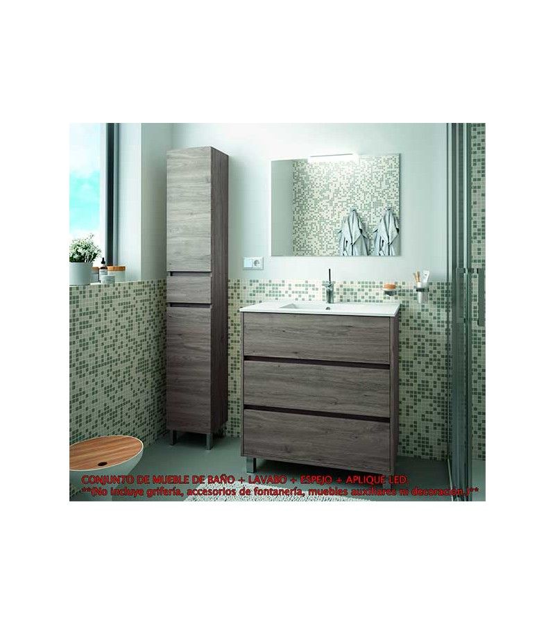 Foto de CONJ. MUEBLE BAÑO ARENAS 80 3/CAJ. ROBLE ETERNITY 