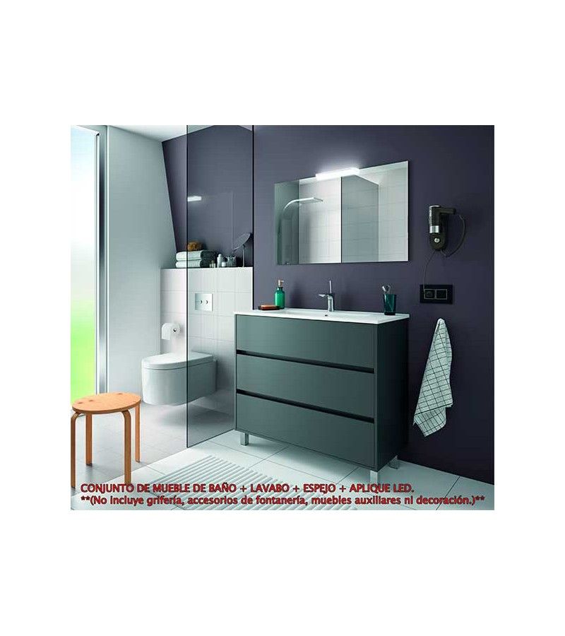 Foto de CONJ. MUEBLE BAÑO ARENAS 100 3/CAJ. GRIS MATE 