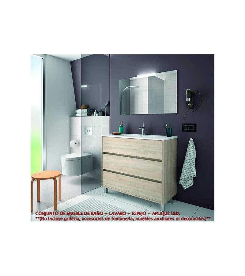 Foto de CONJ. MUEBLE BAÑO ARENAS 100 3/CAJ. ROBLE CALEDONIA 