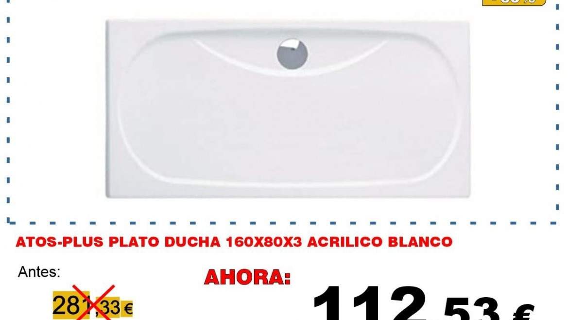 ATOS-PLUS PLATO DUCHA 160X80X3 ACRILICO BLANCO dc